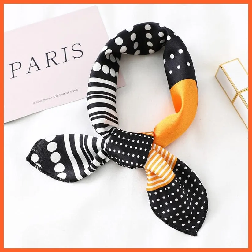 Small Silk Square Scarf For Women Fashion Print Neck Scarves Foulard Hair Band