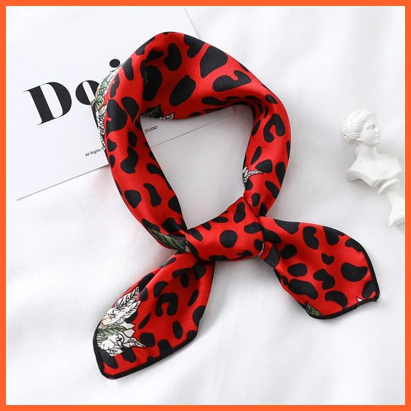 Small Silk Square Scarf For Women Fashion Print Neck Scarves Foulard Hair Band