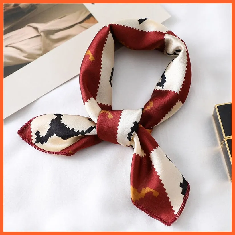 Small Silk Square Scarf For Women Fashion Print Neck Scarves Foulard Hair Band