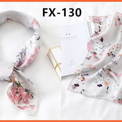 Small Silk Square Scarf For Women Fashion Print Neck Scarves Foulard Hair Band