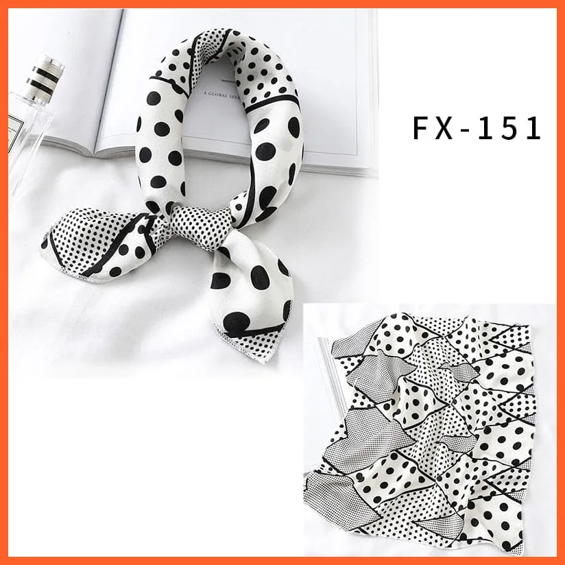 Small Silk Square Scarf For Women Fashion Print Neck Scarves Foulard Hair Band