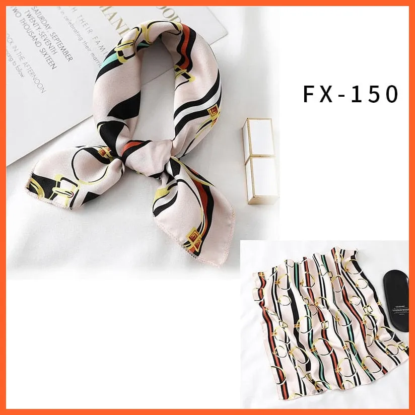 Small Silk Square Scarf For Women Fashion Print Neck Scarves Foulard Hair Band
