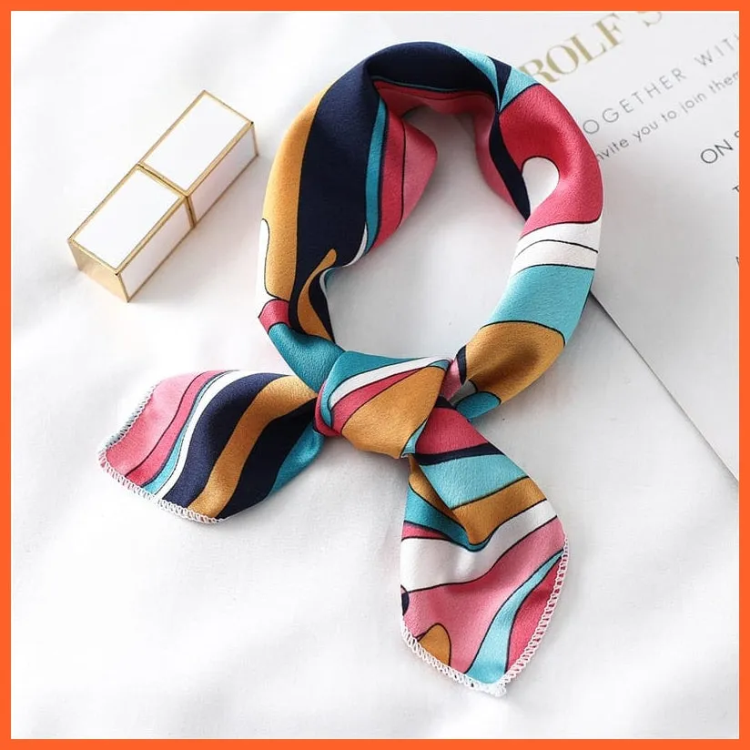 Small Silk Square Scarf For Women Fashion Print Neck Scarves Foulard Hair Band