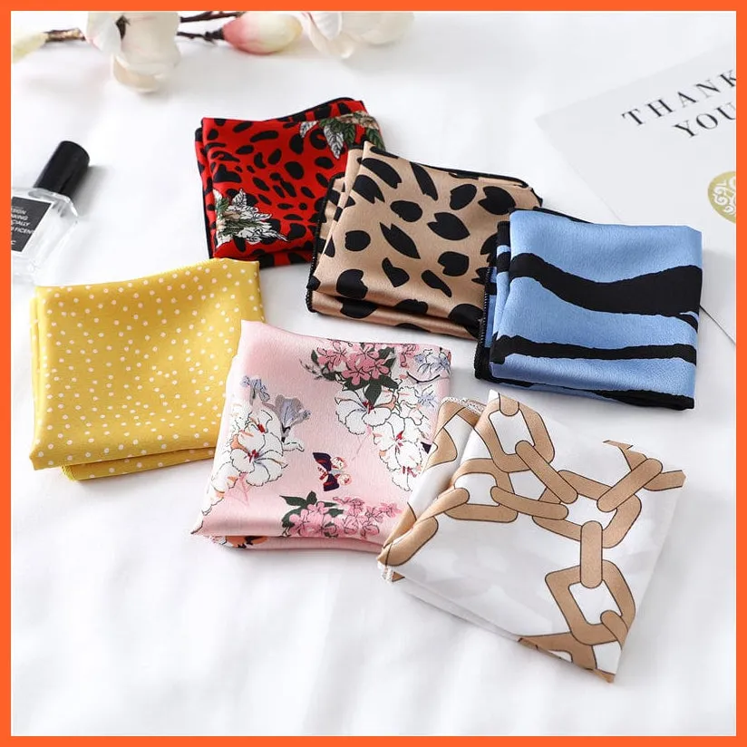 Small Silk Square Scarf For Women Fashion Print Neck Scarves Foulard Hair Band