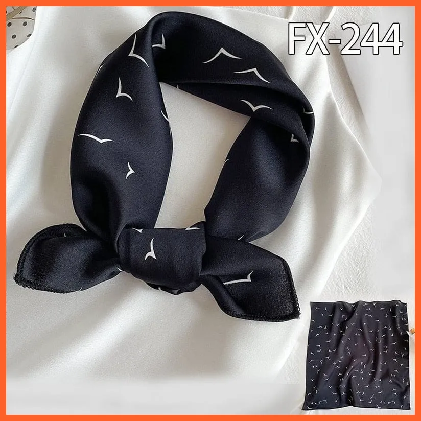 Small Silk Square Scarf For Women Fashion Print Neck Scarves Foulard Hair Band