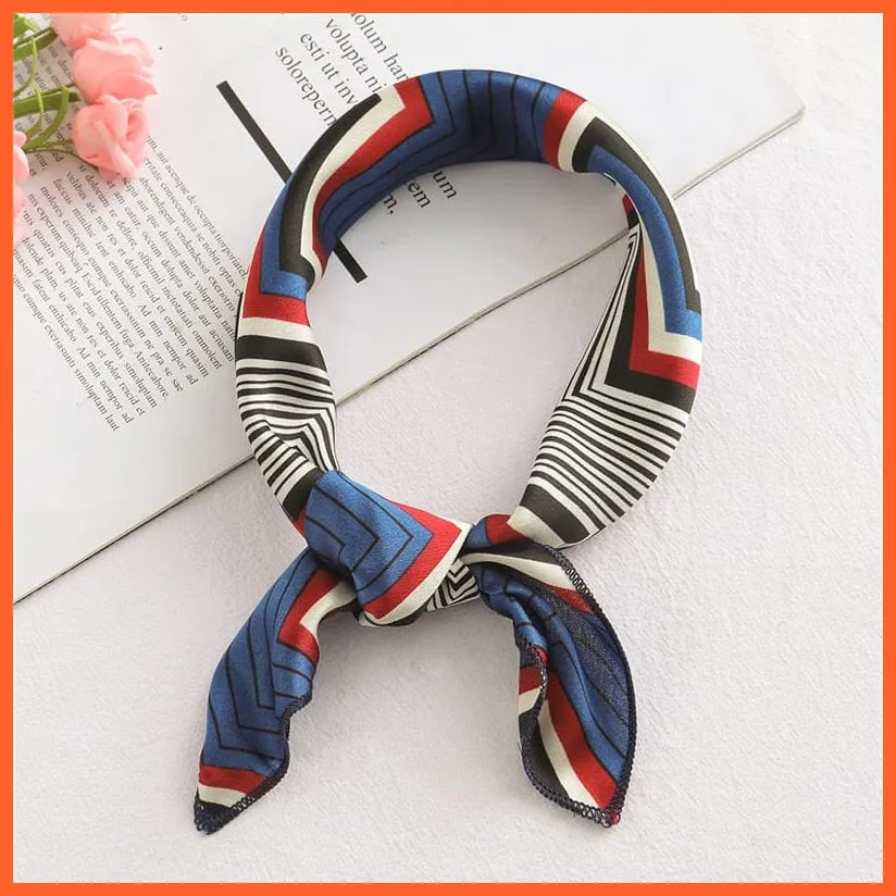 Small Silk Square Scarf For Women Fashion Print Neck Scarves Foulard Hair Band