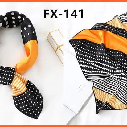 Small Silk Square Scarf For Women Fashion Print Neck Scarves Foulard Hair Band
