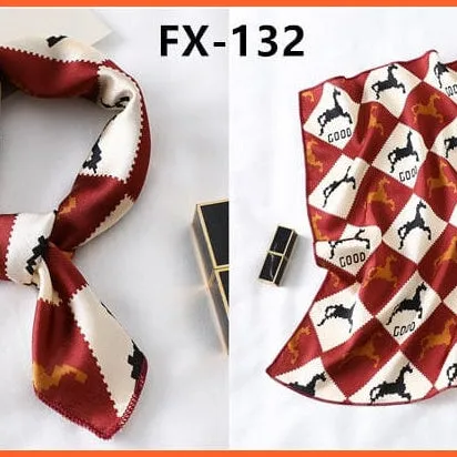Small Silk Square Scarf For Women Fashion Print Neck Scarves Foulard Hair Band