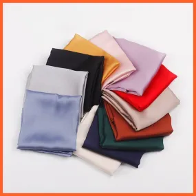 Solid Silk Handkerchief Small Hair Scarf For Women | Cute Plain Neck Scarves