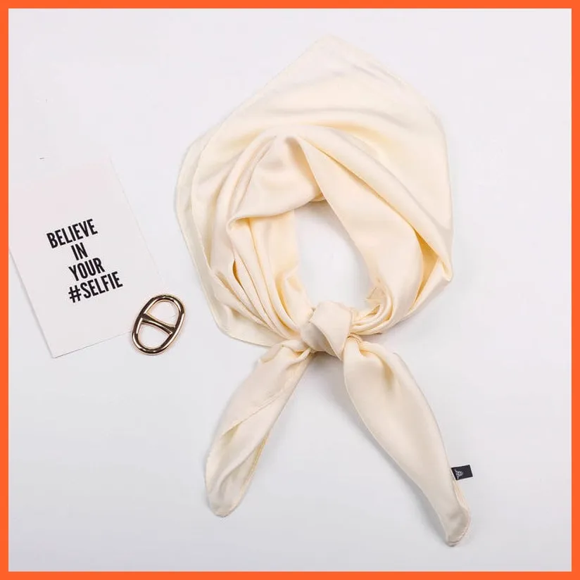 Solid Silk Handkerchief Small Hair Scarf For Women | Cute Plain Neck Scarves