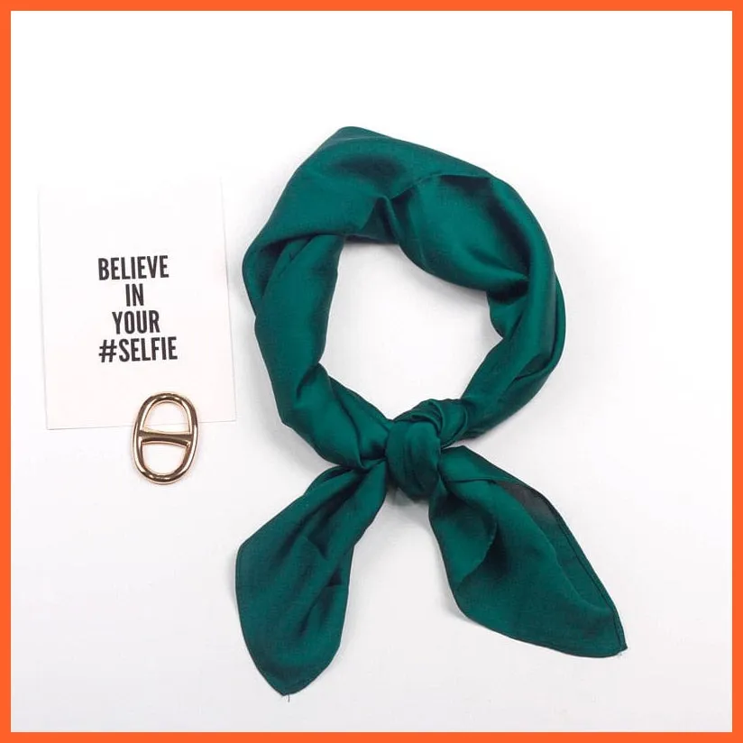 Solid Silk Handkerchief Small Hair Scarf For Women | Cute Plain Neck Scarves
