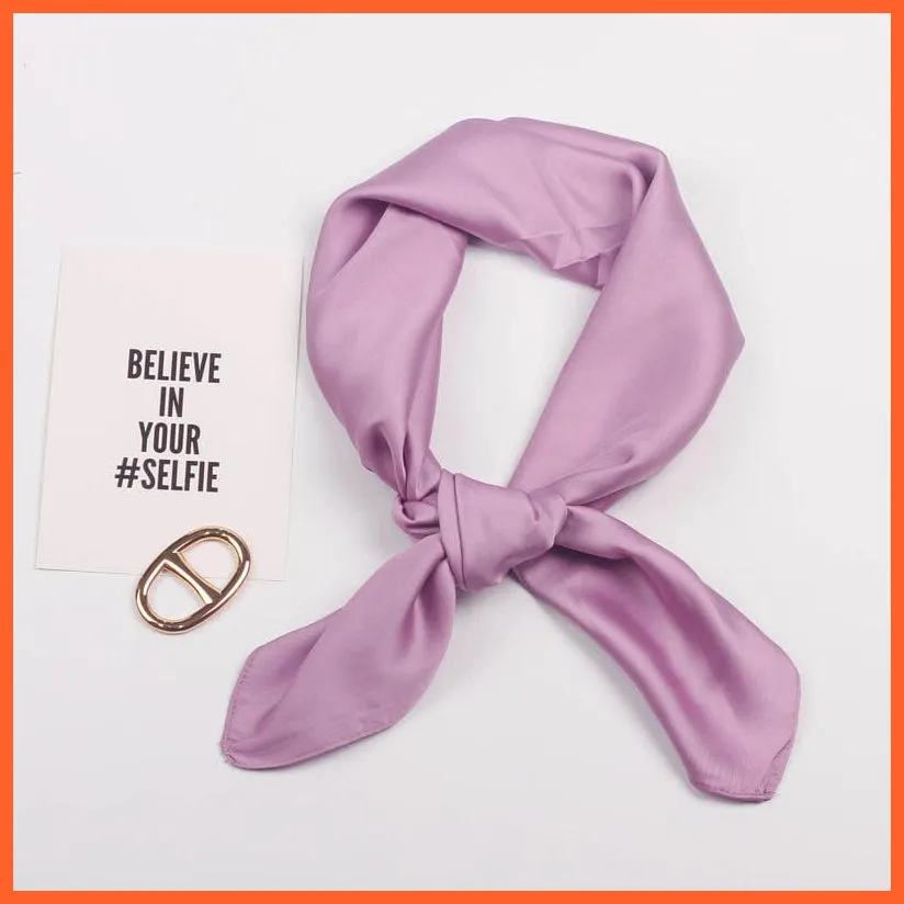 Solid Silk Handkerchief Small Hair Scarf For Women | Cute Plain Neck Scarves