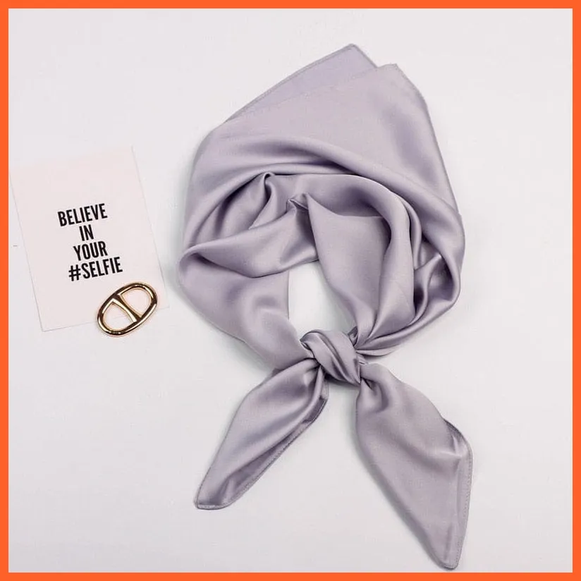 Solid Silk Handkerchief Small Hair Scarf For Women | Cute Plain Neck Scarves