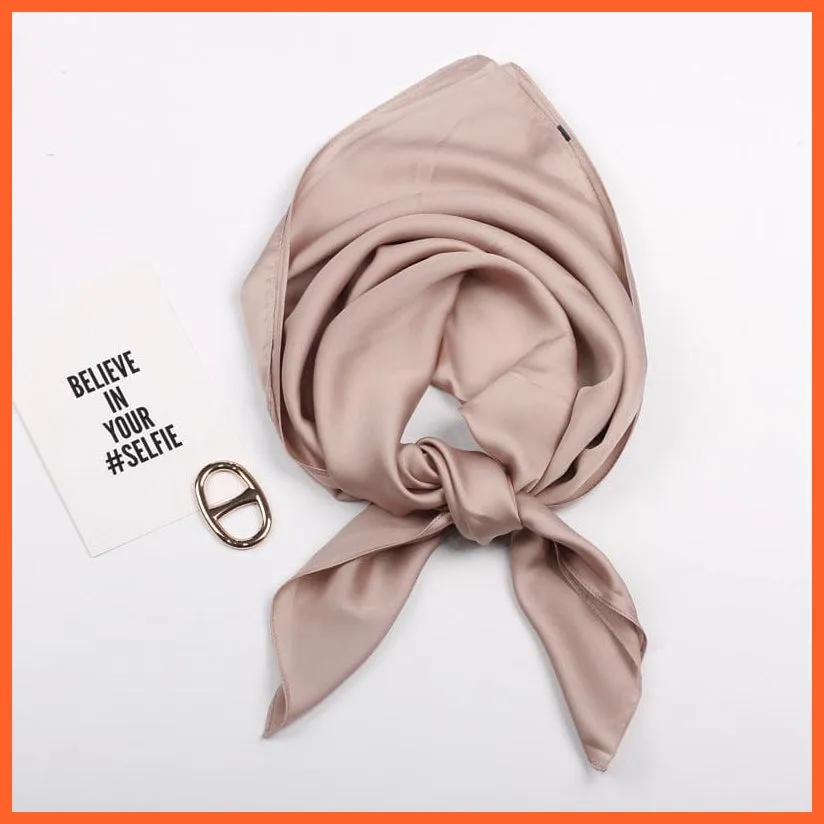 Solid Silk Handkerchief Small Hair Scarf For Women | Cute Plain Neck Scarves