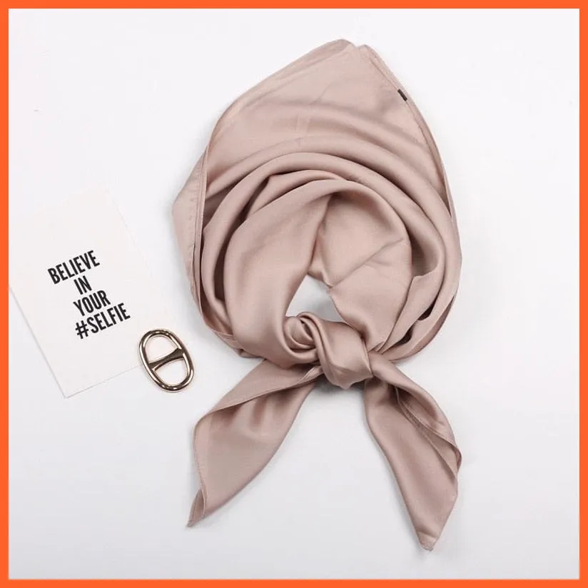 Solid Silk Handkerchief Small Hair Scarf For Women | Cute Plain Neck Scarves