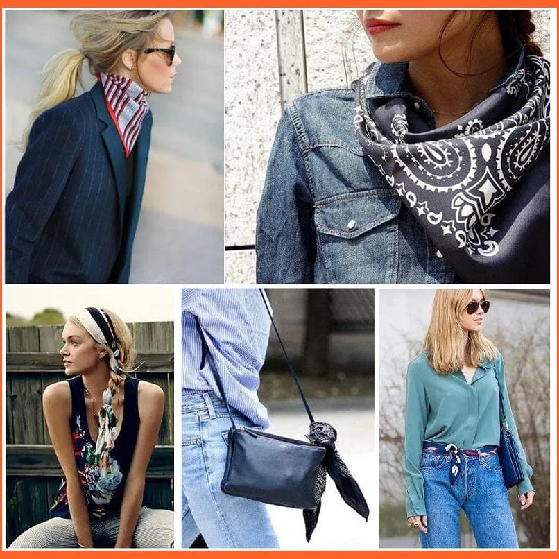 Solid Silk Handkerchief Small Hair Scarf For Women | Cute Plain Neck Scarves
