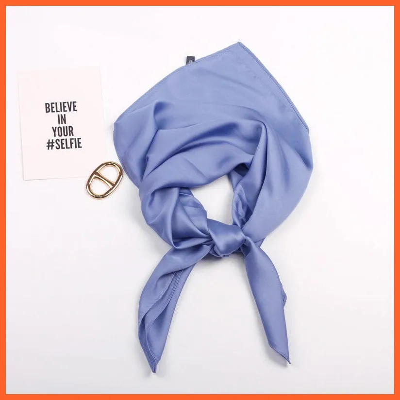 Solid Silk Handkerchief Small Hair Scarf For Women | Cute Plain Neck Scarves