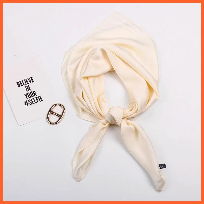 Solid Silk Handkerchief Small Hair Scarf For Women | Cute Plain Neck Scarves