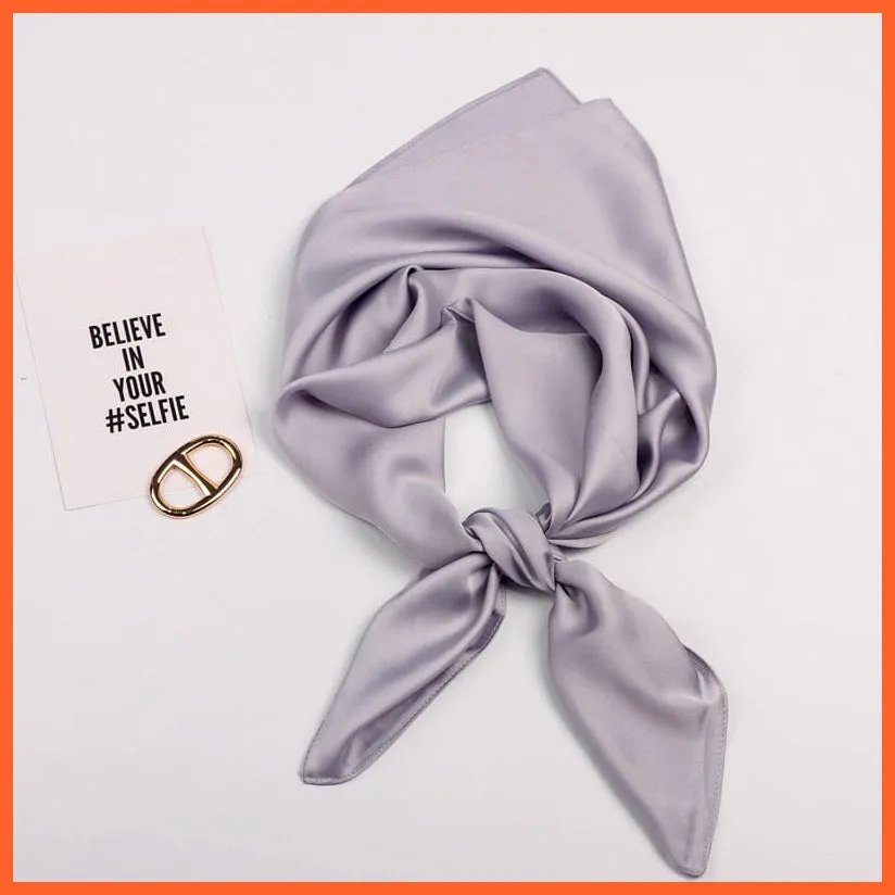 Solid Silk Handkerchief Small Hair Scarf For Women | Cute Plain Neck Scarves