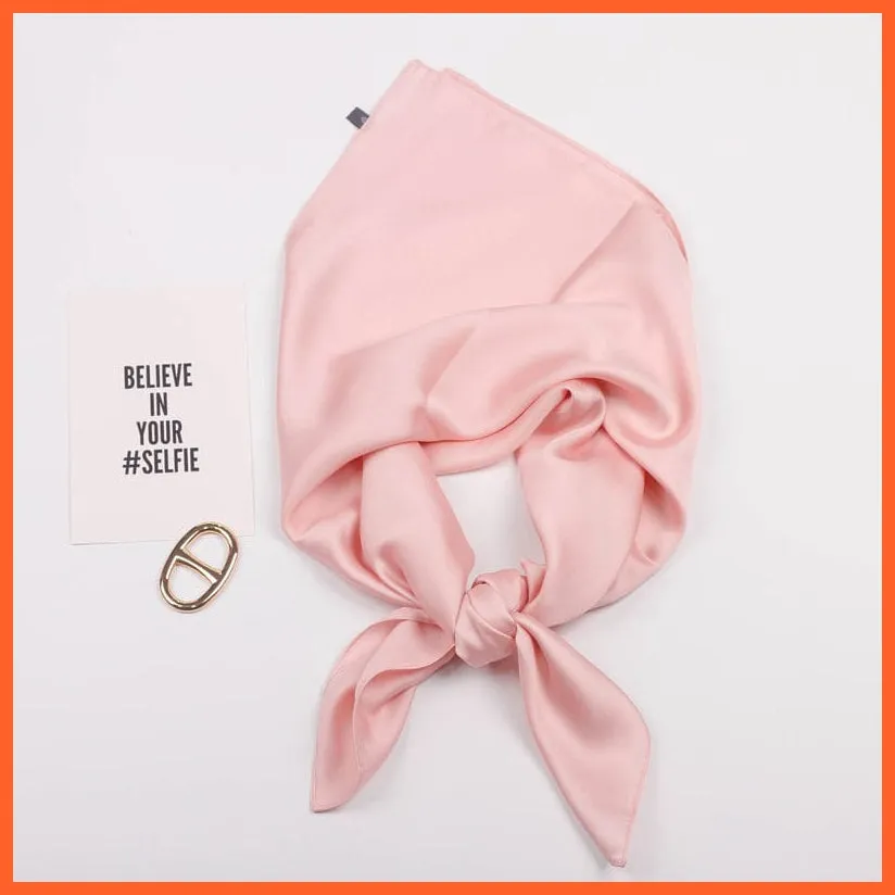 Solid Silk Handkerchief Small Hair Scarf For Women | Cute Plain Neck Scarves