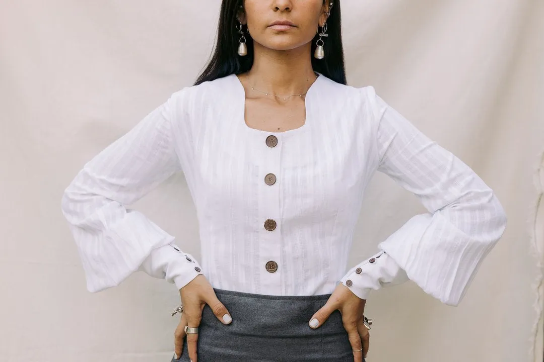 The Mona Crop Blouse White