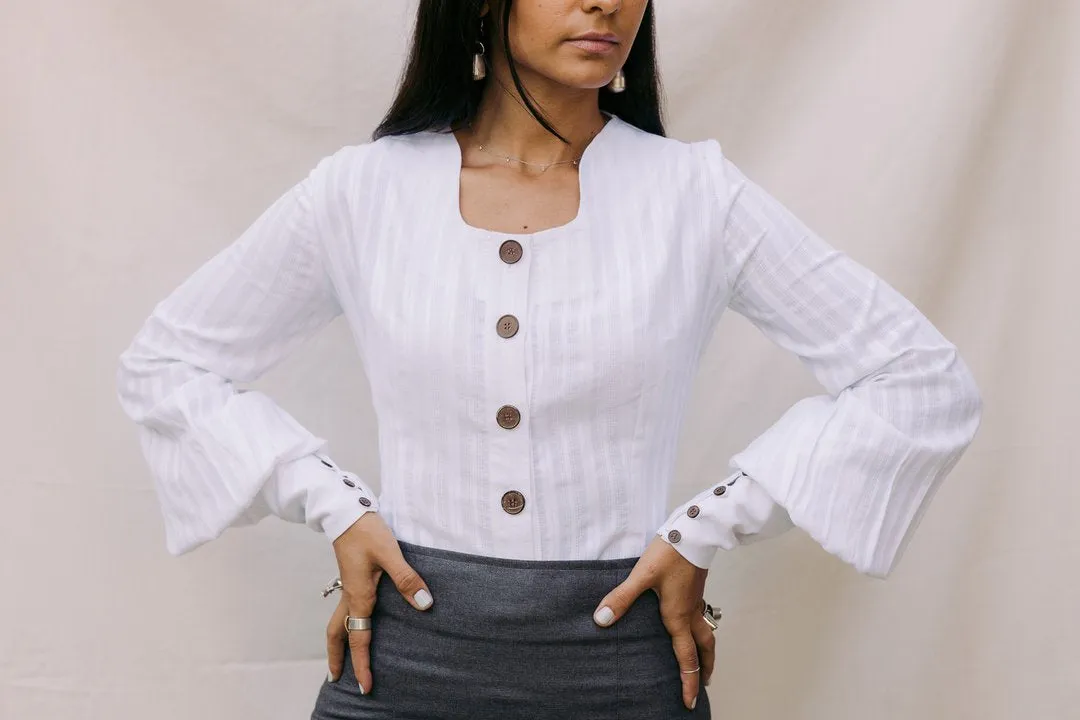 The Mona Crop Blouse White