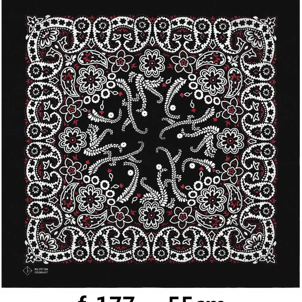 Unisex Cotton Hip Hop Bandana Headwear Scarf | Women Wrist Wrap Head Square Handkerchief