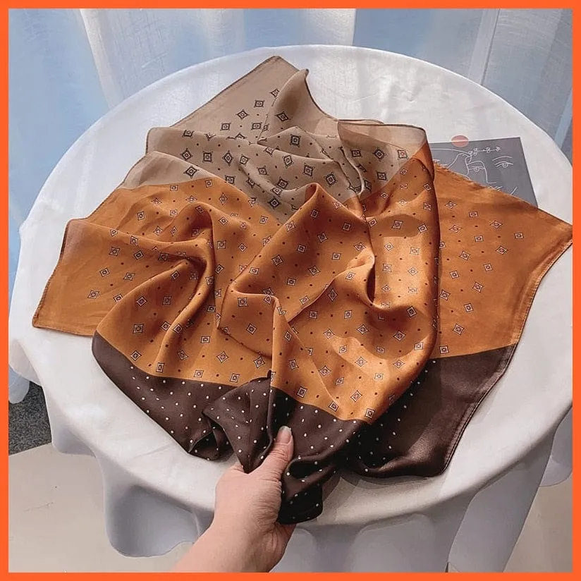Women Luxury Square Silk Scarf Fashion Print Small Neck Scarves Bandana Shawl