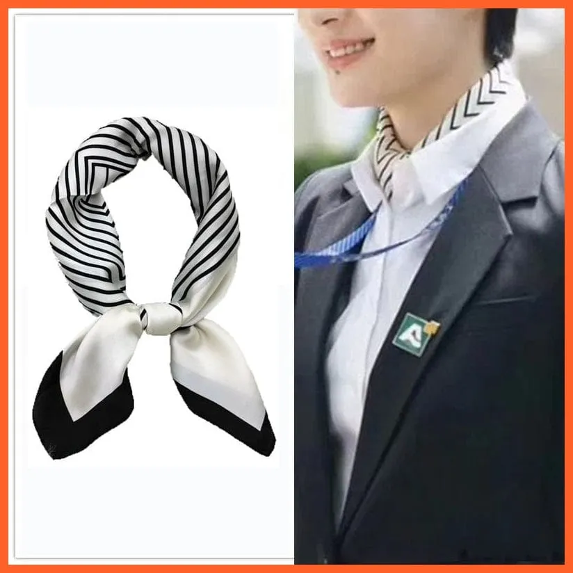 Women Luxury Square Silk Scarf Fashion Print Small Neck Scarves Bandana Shawl