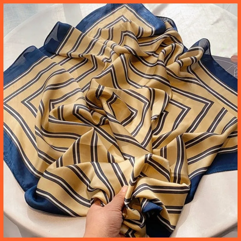 Women Luxury Square Silk Scarf Fashion Print Small Neck Scarves Bandana Shawl