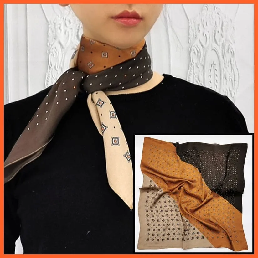 Women Luxury Square Silk Scarf Fashion Print Small Neck Scarves Bandana Shawl