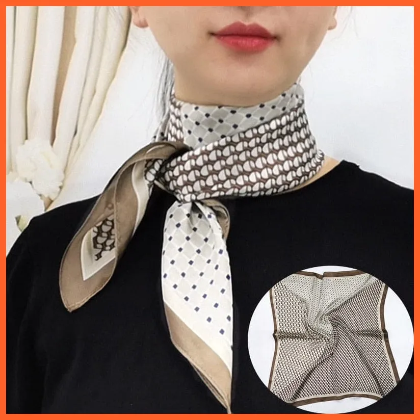 Women Luxury Square Silk Scarf Fashion Print Small Neck Scarves Bandana Shawl