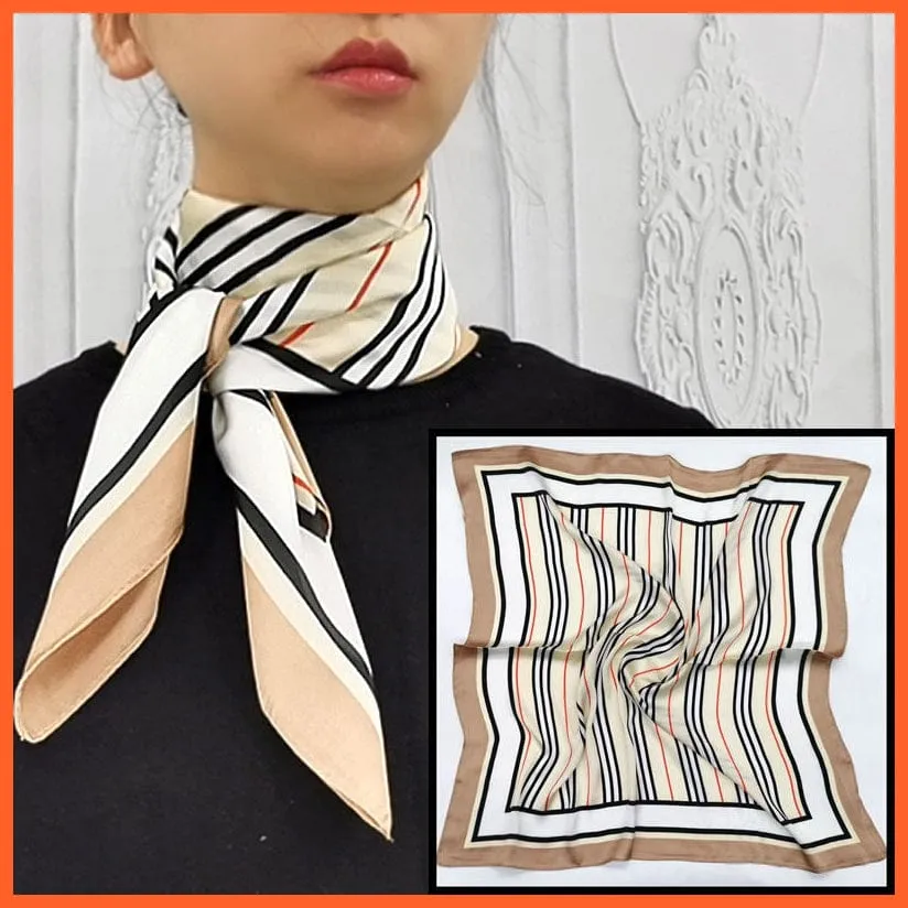 Women Luxury Square Silk Scarf Fashion Print Small Neck Scarves Bandana Shawl