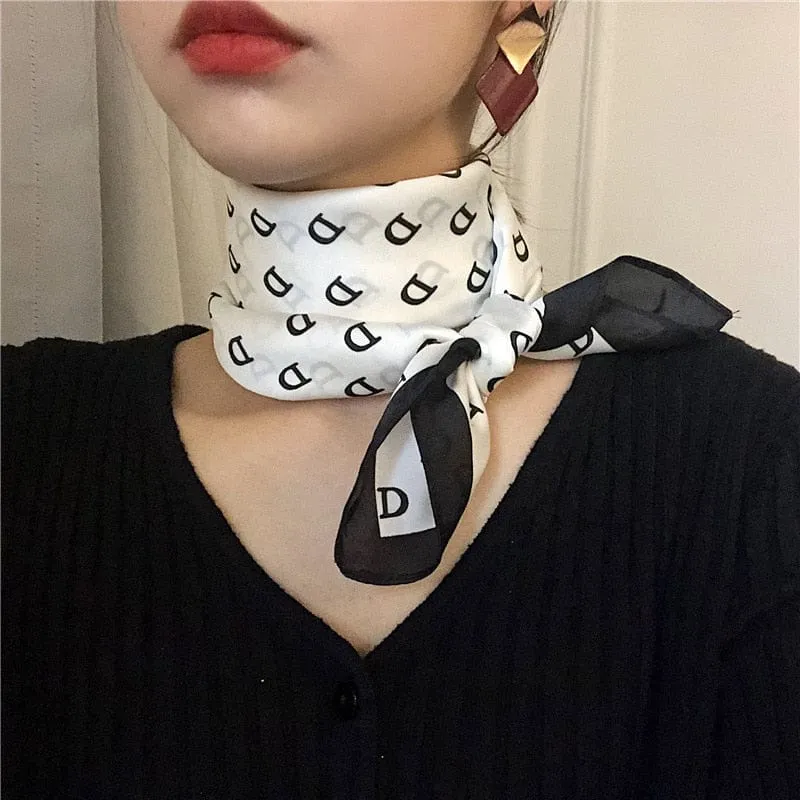 Women Luxury Square Silk Scarf Fashion Print Small Neck Scarves Bandana Shawl