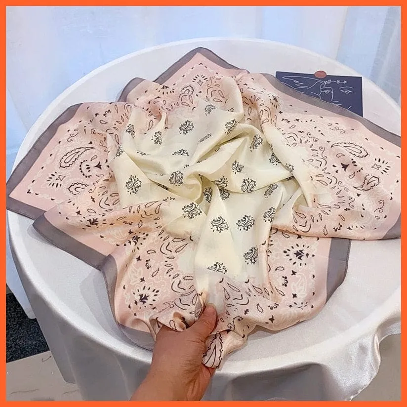 Women Luxury Square Silk Scarf Fashion Print Small Neck Scarves Bandana Shawl