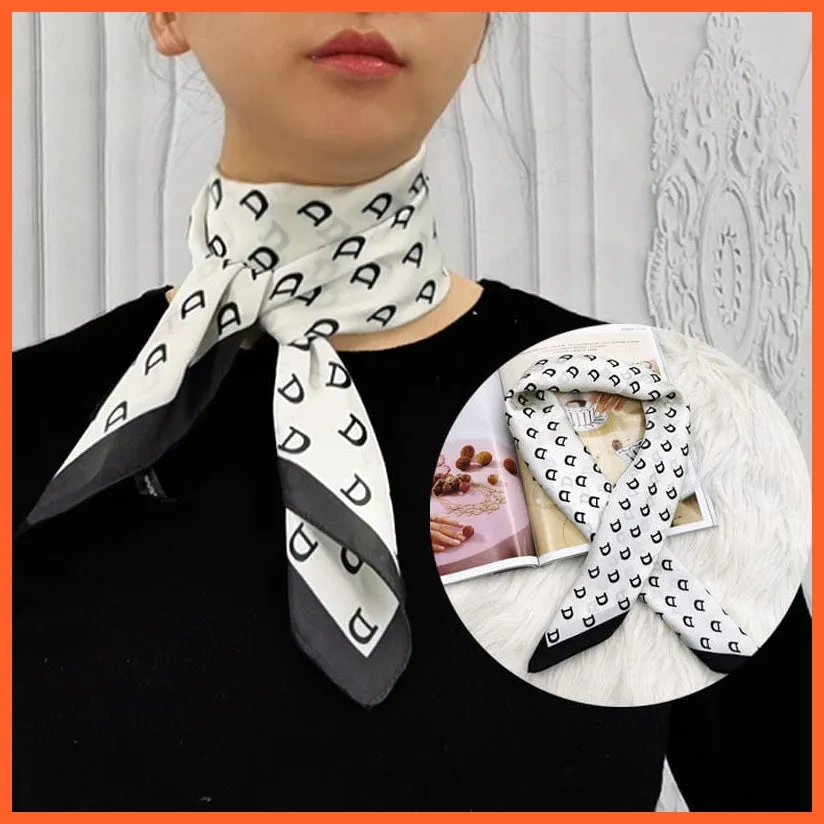 Women Luxury Square Silk Scarf Fashion Print Small Neck Scarves Bandana Shawl