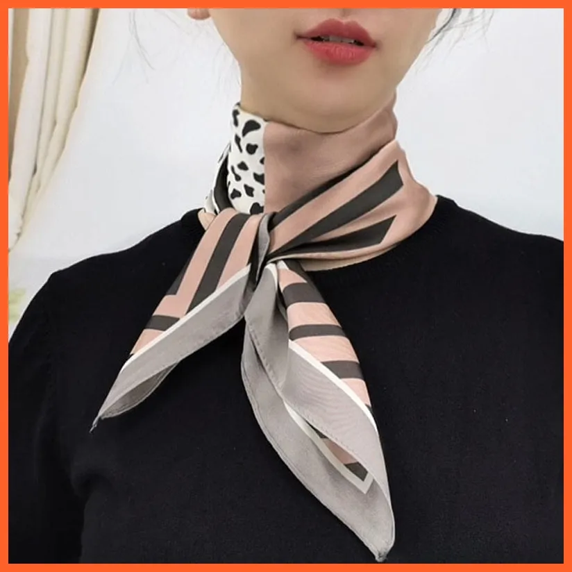 Women Luxury Square Silk Scarf Fashion Print Small Neck Scarves Bandana Shawl