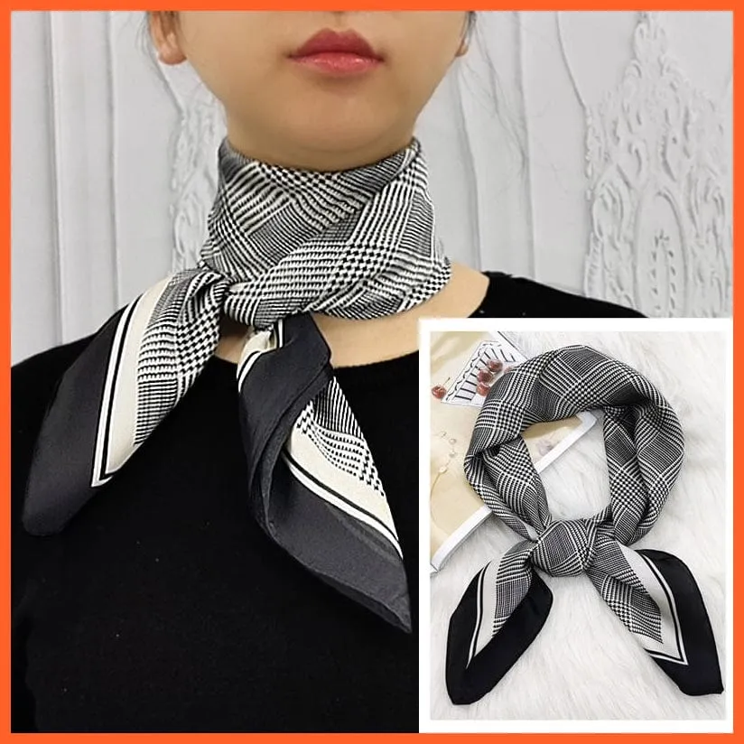 Women Luxury Square Silk Scarf Fashion Print Small Neck Scarves Bandana Shawl