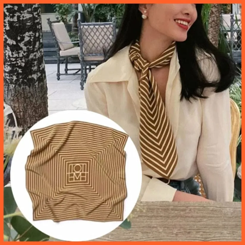 Women Luxury Square Silk Scarf Fashion Print Small Neck Scarves Bandana Shawl