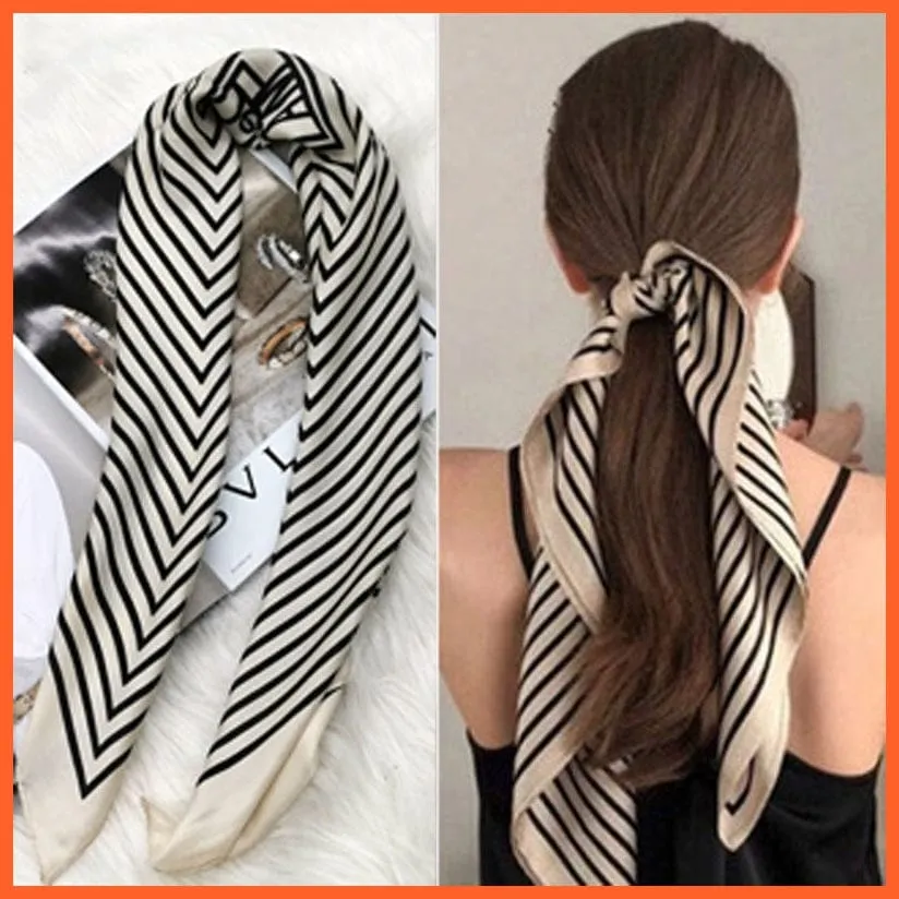 Women Luxury Square Silk Scarf Fashion Print Small Neck Scarves Bandana Shawl