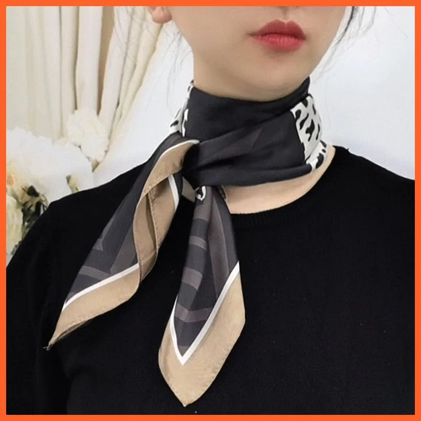 Women Luxury Square Silk Scarf Fashion Print Small Neck Scarves Bandana Shawl