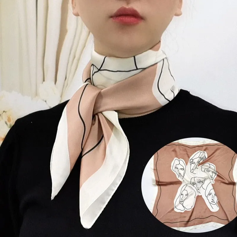 Women Luxury Square Silk Scarf Fashion Print Small Neck Scarves Bandana Shawl