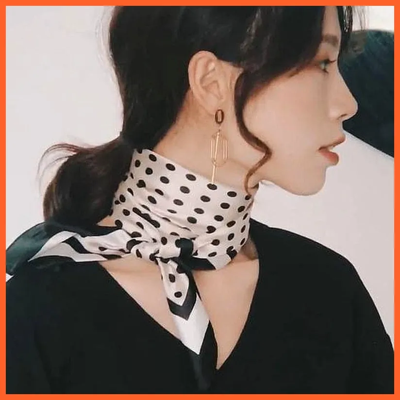 Women Luxury Square Silk Scarf Fashion Print Small Neck Scarves Bandana Shawl