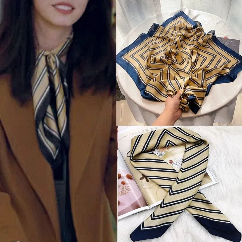 Women Luxury Square Silk Scarf Fashion Print Small Neck Scarves Bandana Shawl