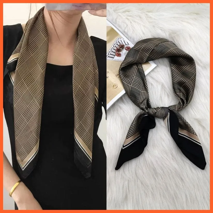 Women Luxury Square Silk Scarf Fashion Print Small Neck Scarves Bandana Shawl