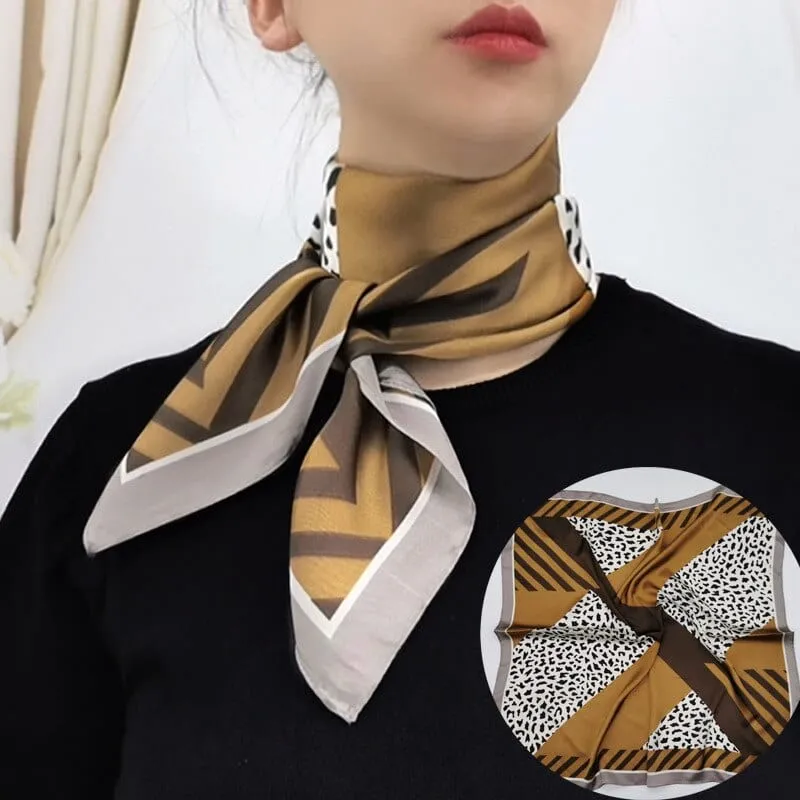 Women Luxury Square Silk Scarf Fashion Print Small Neck Scarves Bandana Shawl