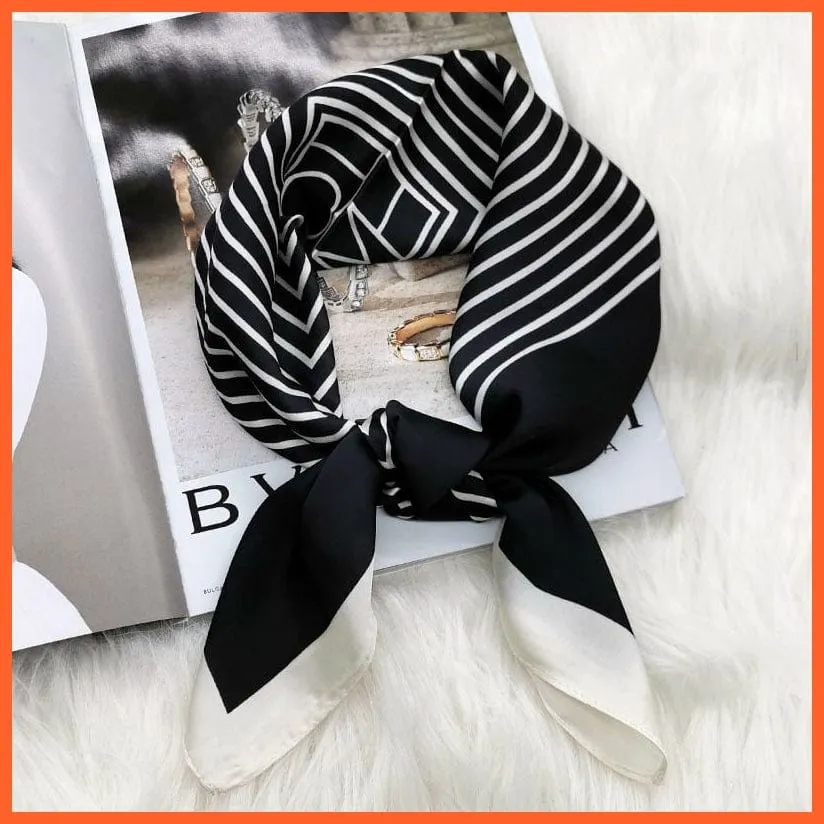 Women Luxury Square Silk Scarf Fashion Print Small Neck Scarves Bandana Shawl