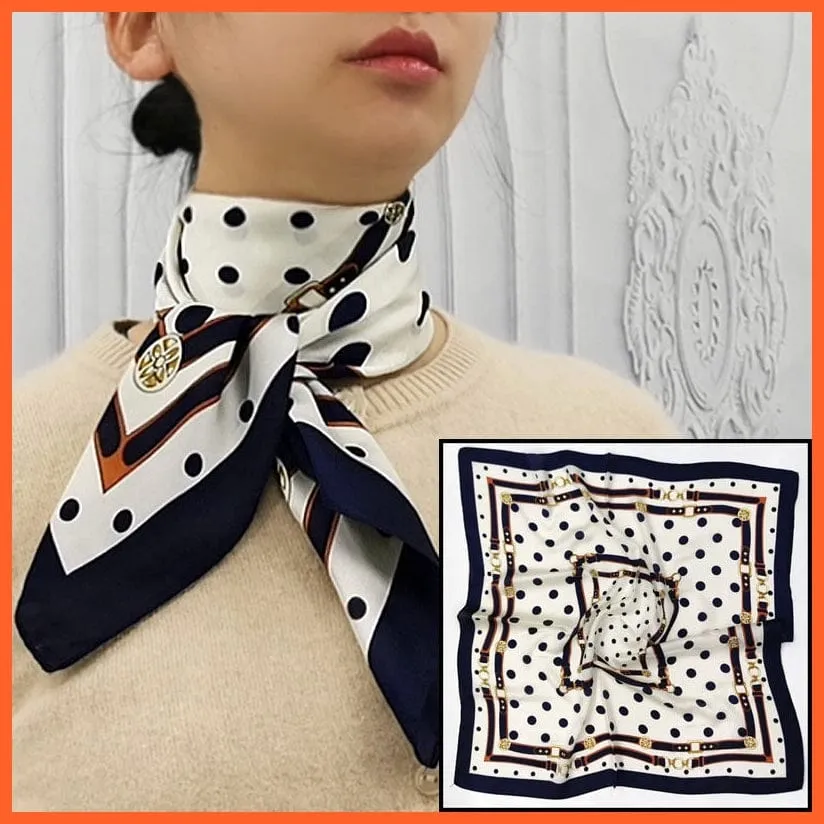 Women Luxury Square Silk Scarf Fashion Print Small Neck Scarves Bandana Shawl