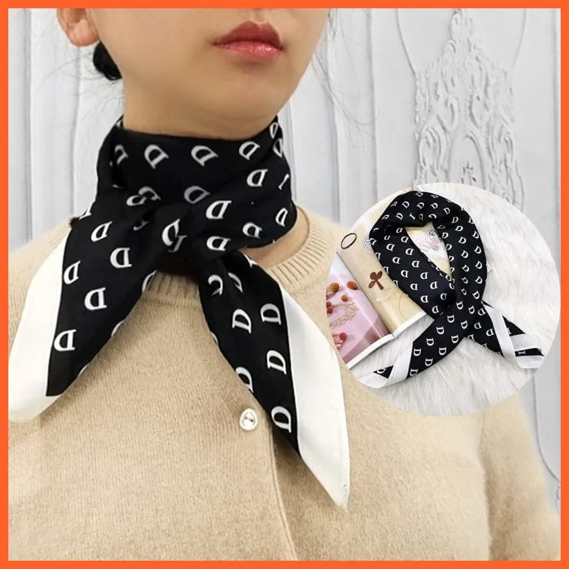 Women Luxury Square Silk Scarf Fashion Print Small Neck Scarves Bandana Shawl