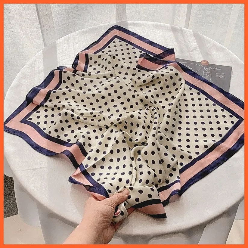 Women Luxury Square Silk Scarf Fashion Print Small Neck Scarves Bandana Shawl